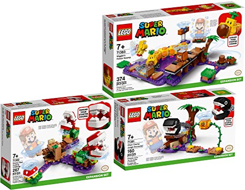 Bundle Lego® Super Mario™ 71381 71382 71383 - Juego de 3 encuentros con el perro cadena + desafío de plantas piranha + Wigglers Giftsumpf