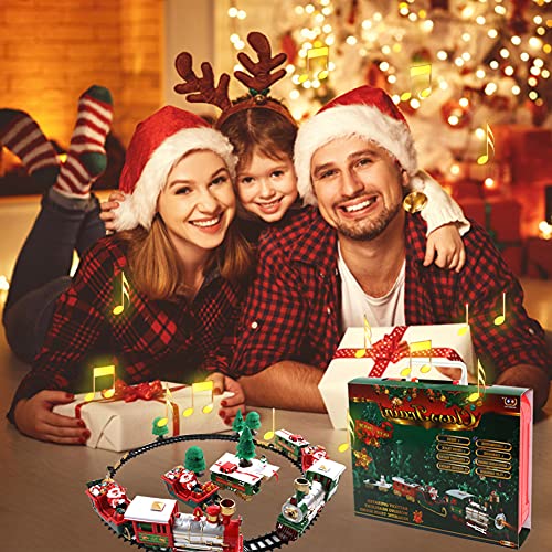 BYNYXI Juego de tren eléctrico de Navidad, tren de Papá Noel, tren de Navidad, minitren, tren de Navidad, tren para niños, Navidad, cumpleaños, motor de juguete