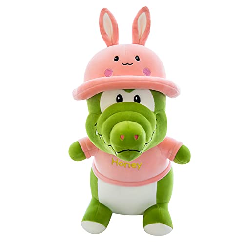 CACAIMAO Lindo Juguete De Peluche De Cocodrilo con Orejas De Conejo, Almohada Pequeña De Cocodrilo, Muebles para El Hogar, Regalos Creativos Suaves Y Cómodos 55cm in Height