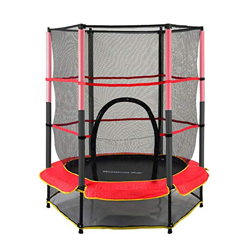 Cama elástica infantil de 140 cm, para interior y exterior, con red de seguridad, capacidad de carga dinámica de 50 kg