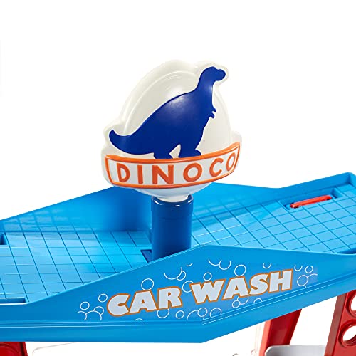Cars Autolavado Dinoco, incluye dos coches de juguete, vehículo cambia de color (Mattel GTK91)