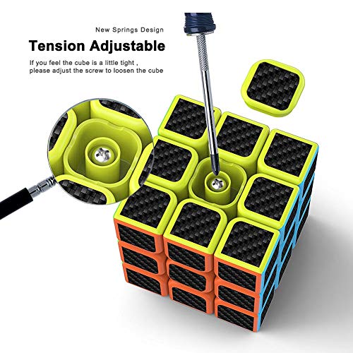 cfmour Cubo de Mágico，Cubo de Velocidad 3x3x3, Fibra de Carbono Suave Magia Cubo, 3D Puzzle Inteligencia Mágico Speed Cubo, Rompecabezas y Fácil Giro, Súper Duradero