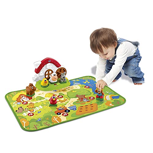 Chicco - Playset Animales de la Granja parlante 2 en 1, Alfombra Interactivo, bilingüe, Multicolor, 00010769000000
