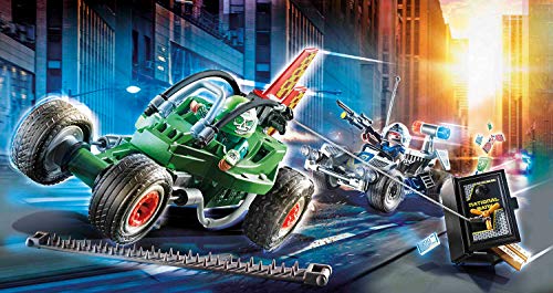 City Action PLAYMOBIL Juego de 2 Piezas 70569 70577 Helicóptero de Policía: persecución en paracaídas + Kart Policial: persecución ladrón de Caja Fuerte