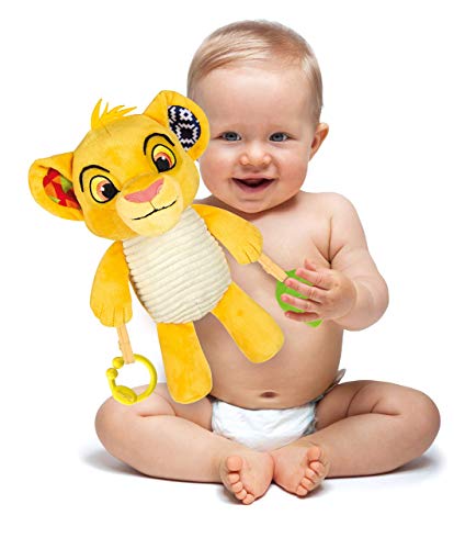 Clementoni-17296 - Rey León, peluche texturas - peluche Disney para bebés a partir de 6 meses