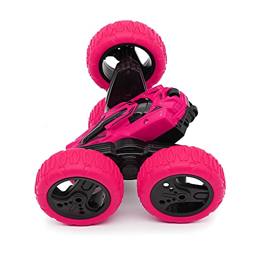 CMJ RC Cars 360 Spin Attack Stunt RC Car Electric Race Stunt Car, doble cara 360 ° Rolling Rotation RC 4WD High Speed ​​Off Road para 3 4 5 6 7 8-12 años de edad juguetes para niños (rosa)