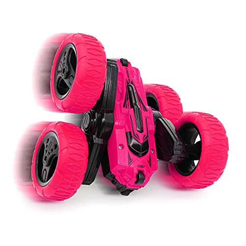 CMJ RC Cars 360 Spin Attack Stunt RC Car Electric Race Stunt Car, doble cara 360 ° Rolling Rotation RC 4WD High Speed ​​Off Road para 3 4 5 6 7 8-12 años de edad juguetes para niños (rosa)