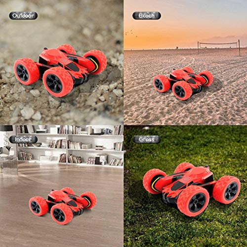 Coche teledirigido 4WD RC coche mando a distancia 360° rotación Acrobática RC Stunt Car mando a distancia, 1:28/2.4GHZ Coche teledirigido para niños juguetes – Rojo (batería no incluida)