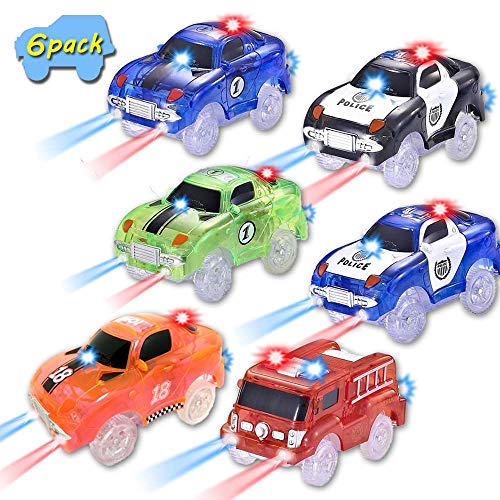 Codomoxo® Voiture pour Le Magic Tracks Circuit Flexible et Lumineux-Piste Jouet Cadeau de Aidez Les Enfants à Grandir - Vu à la télé (6 pack)