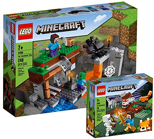 Collectix Lego Set – Lego Minecraft La mina abandonada (21166) + Lego Minecraft La aventura Taiga (21162), set de regalo a partir de 7 años