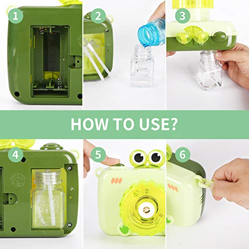 Colmanda Máquina de Burbujas para Niños, Pistola Burbujas con Solución de Jabón, Pistola de Pompas de Jabón Niños, Máquina de Pompas de Jabón para Niños y Adultos (Verde)