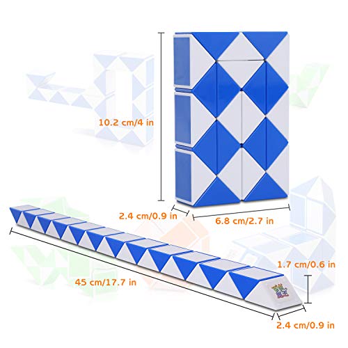 Colmanda Puzzle de Serpiente Mágica, 2 Piezas 24 Bloques Mágica Cubo de Serpiente, Snake Twist Puzzle Toys Juguetes de Rompecabezas para Niños Llenadores de Bolsos para Fiestas (Azul)