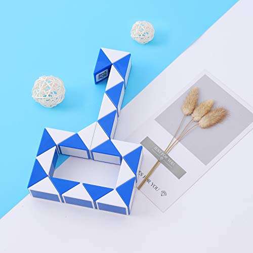 Colmanda Puzzle de Serpiente Mágica, 2 Piezas 24 Bloques Mágica Cubo de Serpiente, Snake Twist Puzzle Toys Juguetes de Rompecabezas para Niños Llenadores de Bolsos para Fiestas (Azul)