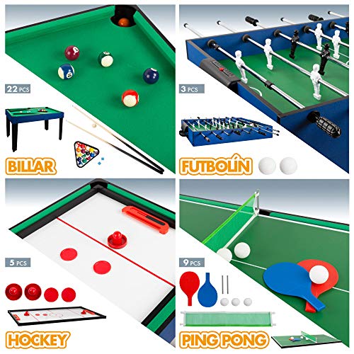 COLORBABY - Mesa multijuegos, Futbolín de madera, Mesa billar convertible, 12 juegos, Juguetes para adultos y niños a aprtir de 6 años