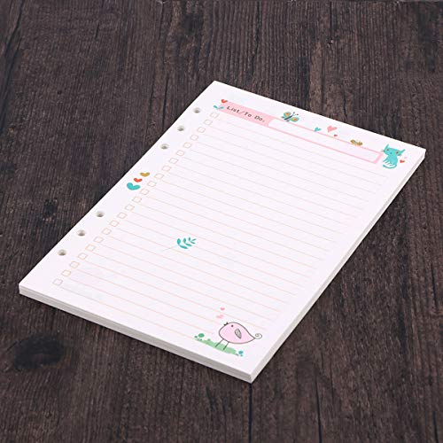Colorido A5 Tamaño 6 Agujeros Recargas de Papel de Relleno de Hojas Sueltas para el Cuaderno de Cuaderno Planificador Bloc de Notas (patrón de Plan Todo)