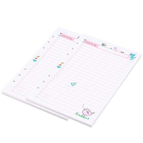 Colorido A5 Tamaño 6 Agujeros Recargas de Papel de Relleno de Hojas Sueltas para el Cuaderno de Cuaderno Planificador Bloc de Notas (patrón de Plan Todo)