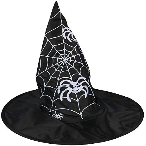 com-four® 3X Sombrero de Bruja para Disfraz de Bruja - Sombrero de Mago Ideal para Carnaval, Fiesta de Disfraces, Halloween (03 Piezas - Sombrero telaraña)