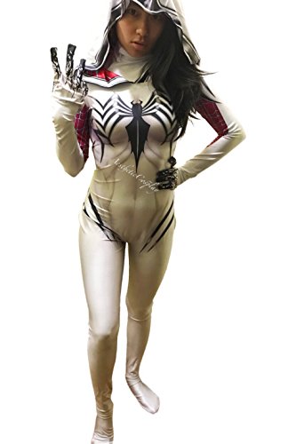 Cosplay Life Gwen Stacy Gwenom Disfraz de Lycra Body Lentes de simbionte de superhéroe de Halloween - Multicolor - XL