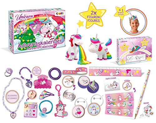 CRAZE Premium Advent Calendar 24706 adviento Navidad 2020 Unicorn Calendario de Juguetes niños con Contenido Creativo y Grandes sorpresas, Color Play Set