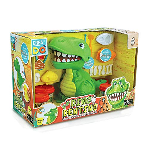 CREADO' Nice Group - Dino Dentino Pasta modelable - Set con Dinosaurio 3D, moldes y Herramientas - 89000