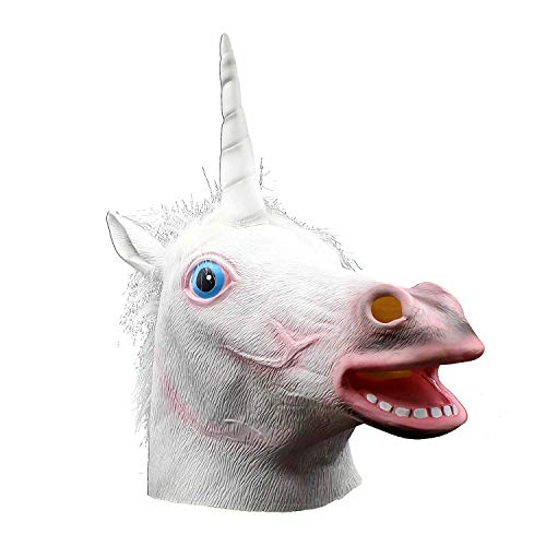 CreepyParty Fiesta de Disfraces de Halloween Máscara de Látex Cabeza de Animal Unicornio Máscara de Carnaval