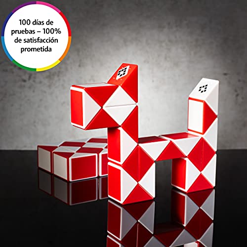 CUBIDI Serpiente mágica con Bloques, Juegos de Rompecabezas, cumpleaños, pequeños obsequios para Unisex Adultos Rojo 24