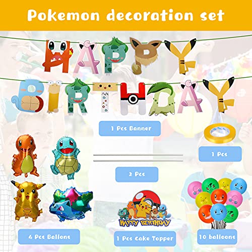 Cumpleaños Pokemon Globo, Decoracion Cumpleaños Pokemon, Fiesta Cumpleaños Pokemon, Pikachu Fiesta Globo, Pokemon Pikachu Globo, Helium Foil Globo Cosas para Fiestas de Pokemon Cumpleaños Regalos (B)