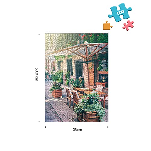 Cuteefun Puzzle 500 Piezas para Adultos Calle del Café Paisaje Rompecabezas De Cartón para Juego Familiar Decoración Hogareña
