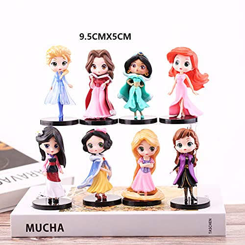 CYSJ Princesa Cake Topper 8Pcs Anime Decoración de Tartas Figuras Decoración para Tarta de cumpleaños de Figuras de Dibujos Animados del Fiesta Suministros