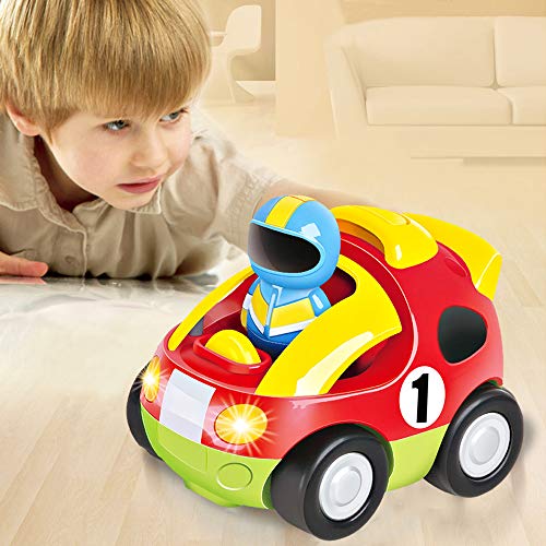 deAO Coche Adorable para Principiantes Cochecito a Control Remoto con Luces Música y Sonidos Figura de Conductor Extraíble (Coche de Carreras)