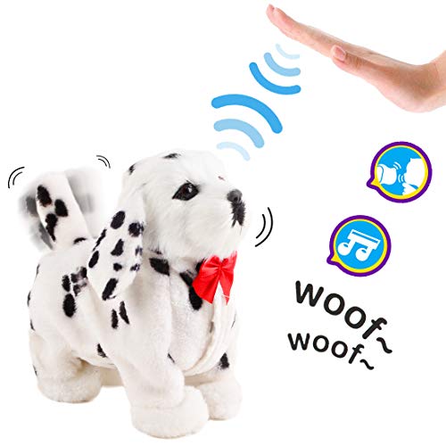 deAO Mascota Interactiva Perrito Robot Inteligente Juguete Electrónico con Ladridos, Movimientos y Sensor al Tacto (Blanco)