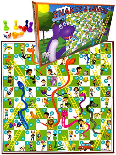 Dedimi Serpientes y escaleras Juegos de mesa para niños Juego tradicional clásico para niños, niñas, amigos y familia calidad tiempo - juego de mesa para niños