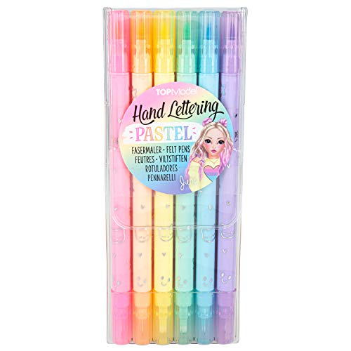 Depesche 7756 Top Model - Rotuladores para escribir a mano, 6 rotuladores con punta doble (punta de pincel y punta fina) en 6 colores, en estuche, de aprox. 1,2 x 16,4 x 6,5 cm