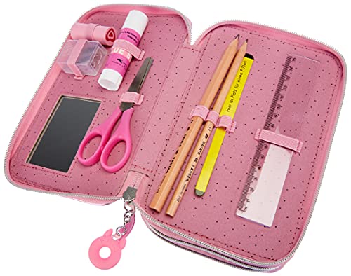 Depesche-DP-0011011 Estuche con 3 cremalleras y lápices de Lyra, TopModel Glitter Candy Cake, rosa, aprox. 7,5 x 13 x 20 cm color, talla única (11011)