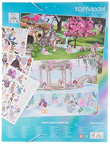 Depesche-DP-0011243 Libro para Colorear Stickerworld, Fantasy Model, Aprox. 25 x 33 x 0,8 cm, Color carbón, 33x25x08cm (11243)