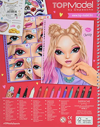 Depesche- Libro para Colorear, TopModel Create Your Make-Up, Aprox. 24 x 19,5 x 1 cm, Color carbón (10728)