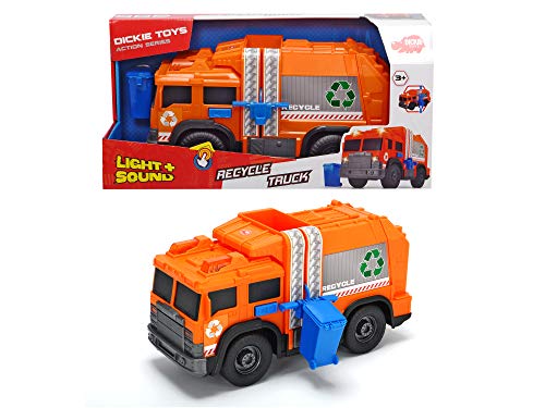 Dickie-Camión de Reciclaje luz y Sonido Action Series 30cm 3306001 Juguete, Color Naranja