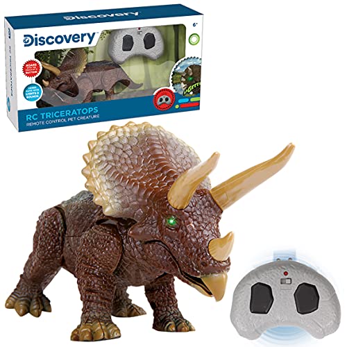Discovery- Triceratops, Color marrón (Mide 25,5 cm de Largo e Incluye un Mando inalámbrico Infrarrojos.)
