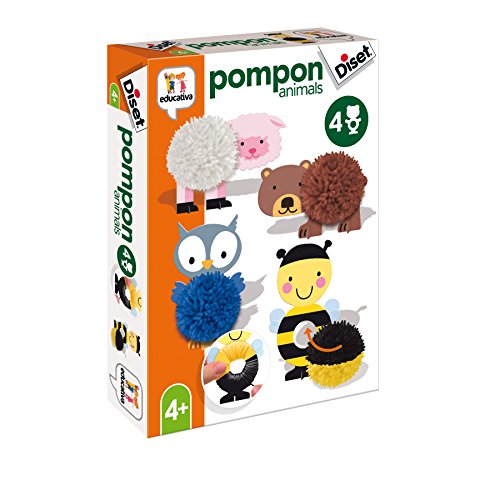 Diset- Creo Animales con Pompones + 4 años Animals (68949) , color/modelo surtido
