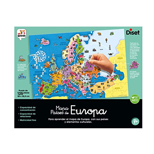 Diset- Países de Europa - Puzzle educativo para aprender la geografía europea a partir de 7 años