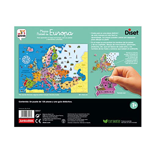 Diset- Países de Europa - Puzzle educativo para aprender la geografía europea a partir de 7 años