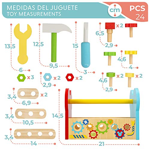 Disney - Maletin herramientas 24 piezas Caja herramientas Juguetes Bricolaje Construccion - Juguetes niños 3 años Juguetes educativos Juego Imitación infantil Juguetes Disney