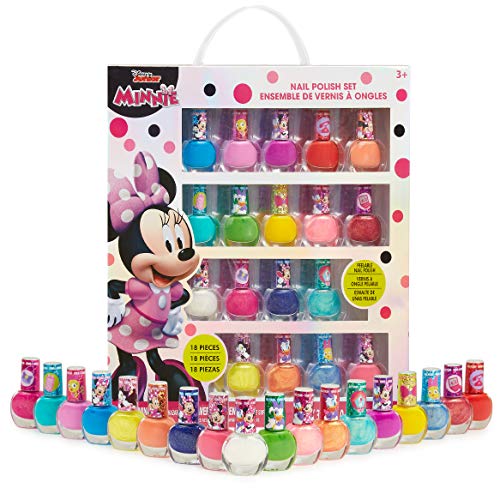 Disney Minnie Mouse Set Esmalte Uñas para Niñas, Kit de Uñas Infantil, 18 Pintauñas Niñas Lavable con Agua, Niñas 3+