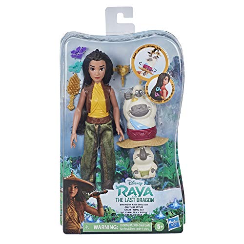Disney Muñeca con set Fortaleza y estilo de Raya y el último dragón, rizador, juguete para niños de 5 años