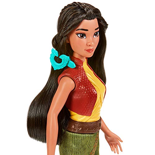 Disney Muñeca con set Fortaleza y estilo de Raya y el último dragón, rizador, juguete para niños de 5 años