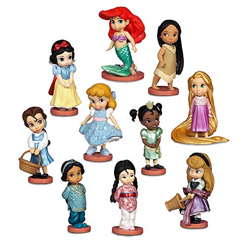 Disney Store: Juguete de 10 Piezas de la colección Animators, Detalles de Purpurina en los Vestidos, Incluye muñecas de Bella, Jasmine, La Cenicienta y más, Adecuado para Mayores de 3 años