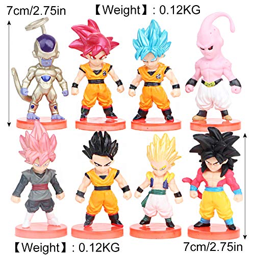 Dragon Ball Cake Topper Pastel Decoración Suministros 8Pcs Goku Figures Dragon Ball Muñeca Hecha a Mano Muñeca Decoración Set para niños