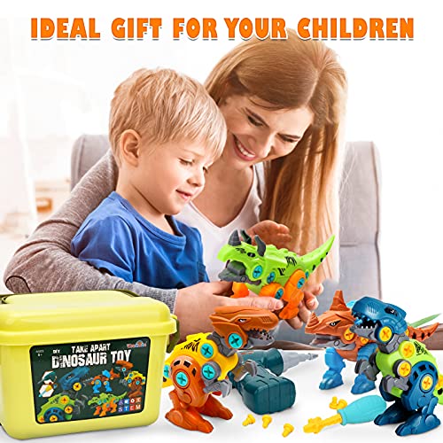 Dreamon Dinosaurios Juguetes para Niños con Caja de Almacenamiento Taladro Eléctrico, Construccion Juguete Dducativos Regalos para Niños Niñas
