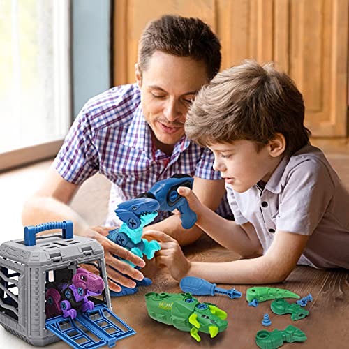 Dreamon Dinosaurios Juguetes para Niños con Jaula Taladro Eléctrico, Educativo Regalos Construcción Juguetes para niños 4 años