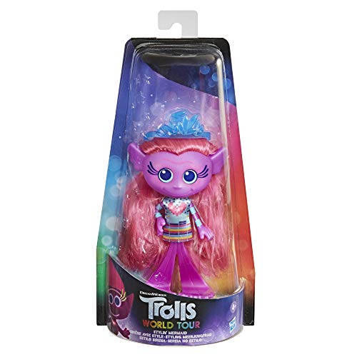 DreamWorks Trolls World Tour - Muñeca de Estilo Sirena con Vestido extraíble y Accesorio de Tiara, Juguete de muñeca de Moda para niñas